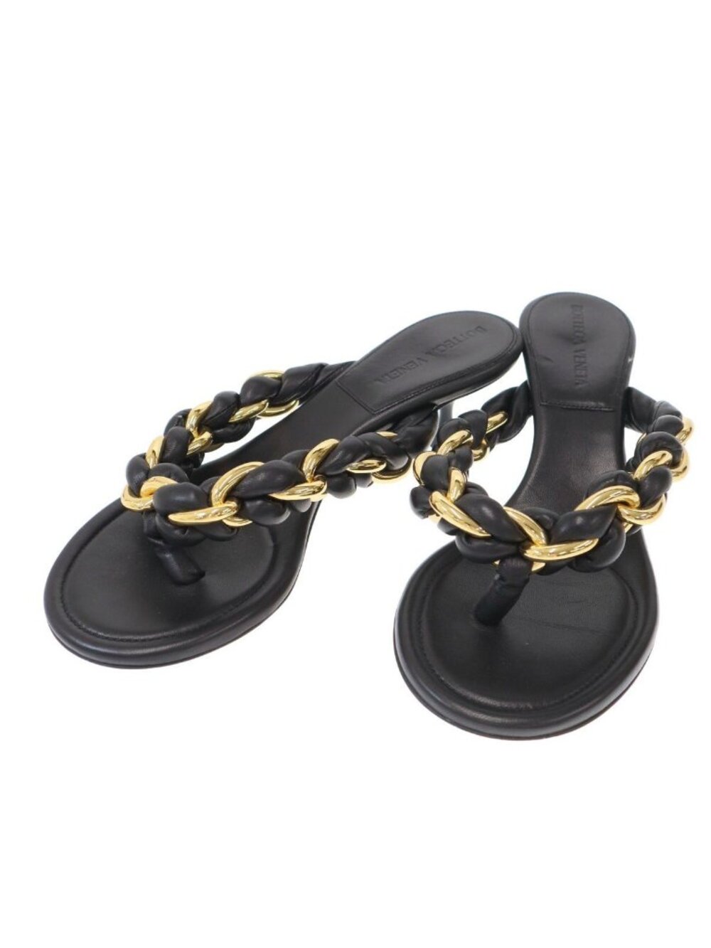 Bottega Veneta Dot Kitten Heels Thong Sandals Black